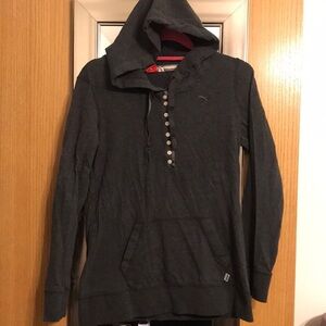Puma size medium hooded sweatshirt grey with multiple buttons